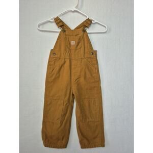 Carhartt Toddler Overalls 2T Brown Bib Canvas Flannel Lined Reinforced Knee
